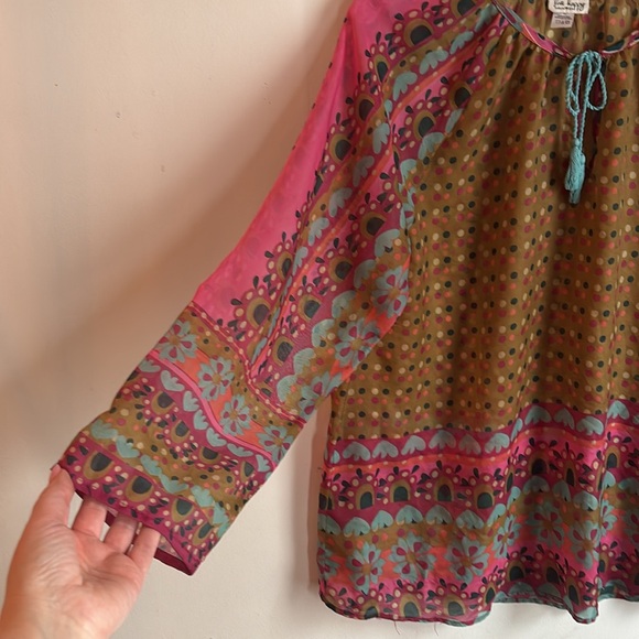 Natural Life | Boho & Bubbles Tunic w/bright florals & Tassels M - Picture 3 of 5
